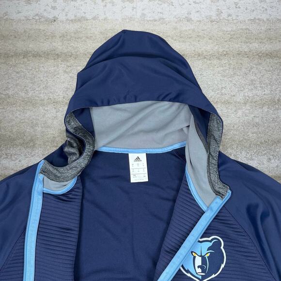 Vintage Y2K Grizzlies Adidas Hoodie Mens XL Navy Blue Full Zip Track Jacket - Picture 4 of 4